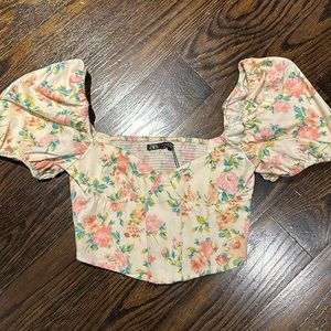 Zara, woman’s flower top, size XS, New with Tags